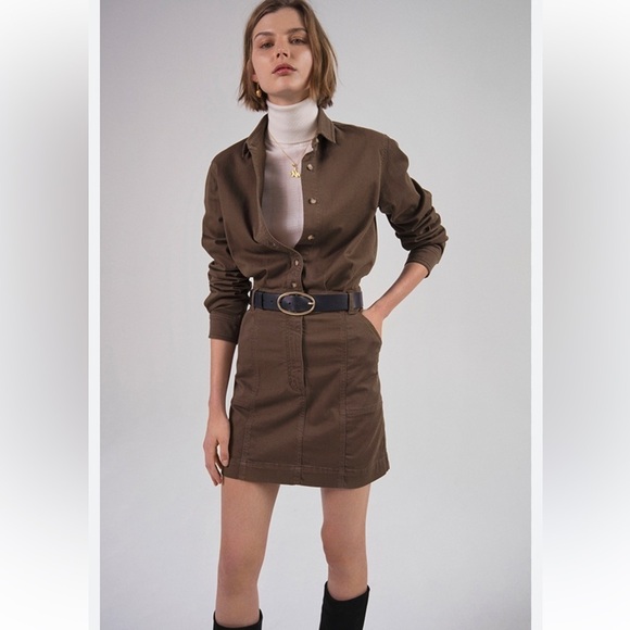 Vanessa Bruno Olive Green Utility Mini Dress - Picture 1 of 14